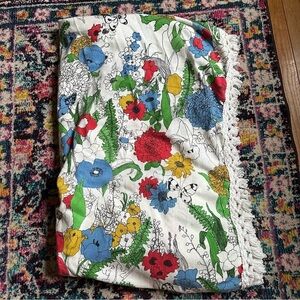 Bates Vintage Bedspread MCM Regency Floral With Fringe Double 79x81